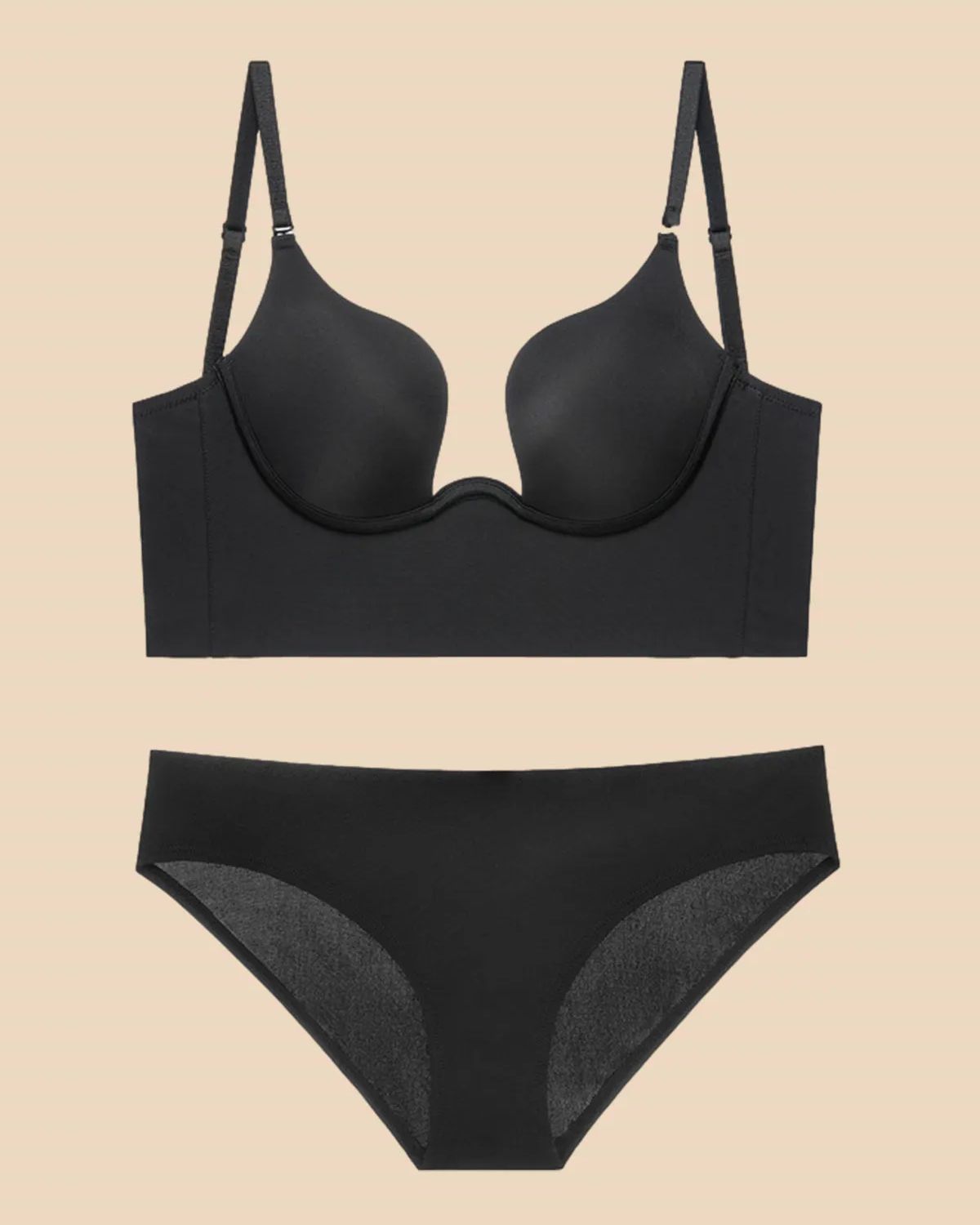 Push Up Low Back Plunge Bra Cleavage-Boosting Light Padding Bra Underwear