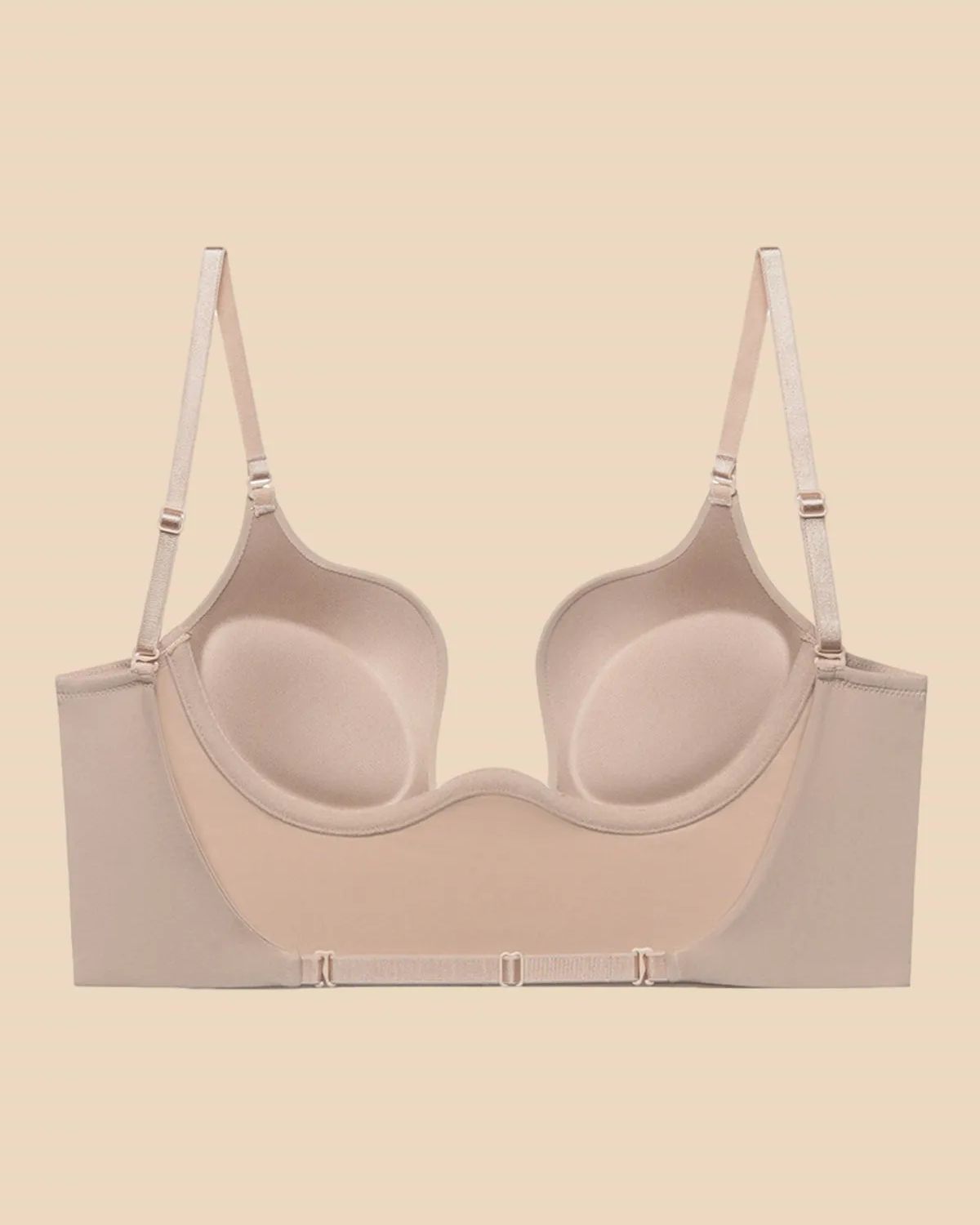 Push Up Low Back Plunge Bra Cleavage-Boosting Light Padding Bra Underwear