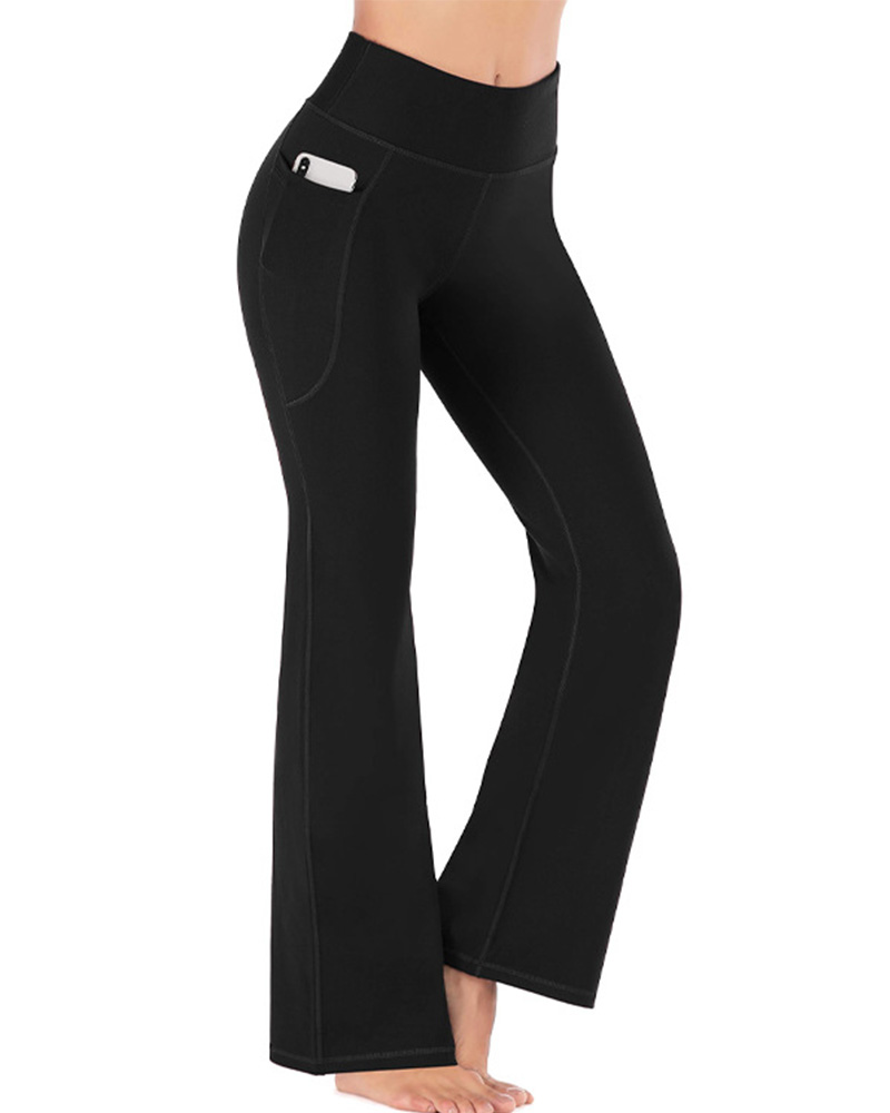 High Waisted Elastic Tummy Control Flared Yoga Pants