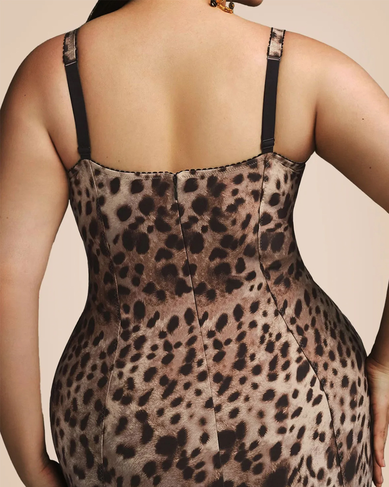 U-Neck Leopard Print Suspender Dress