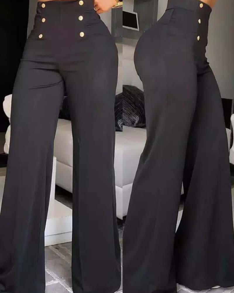 Stylish Slim Personality Double Breasted Flared Pants