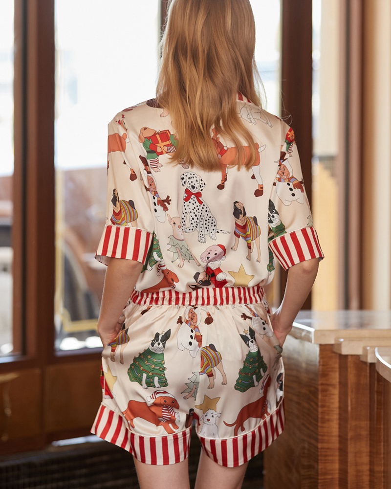 Animal Print Ice Silk Pajama Set