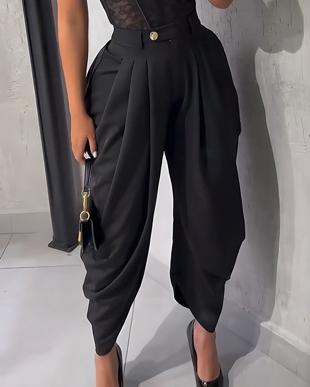 High Waist Loose Ruched Irregular Casual Pants（ Pre-Sale）