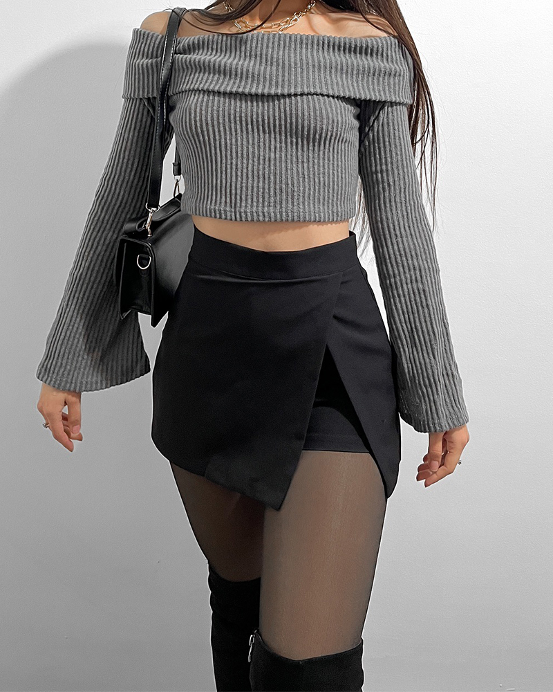 Front Slit Hip Shorts Skirt