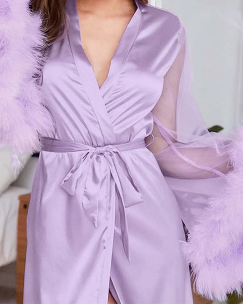 Cardigan Lace Mesh Sexy Nightdress