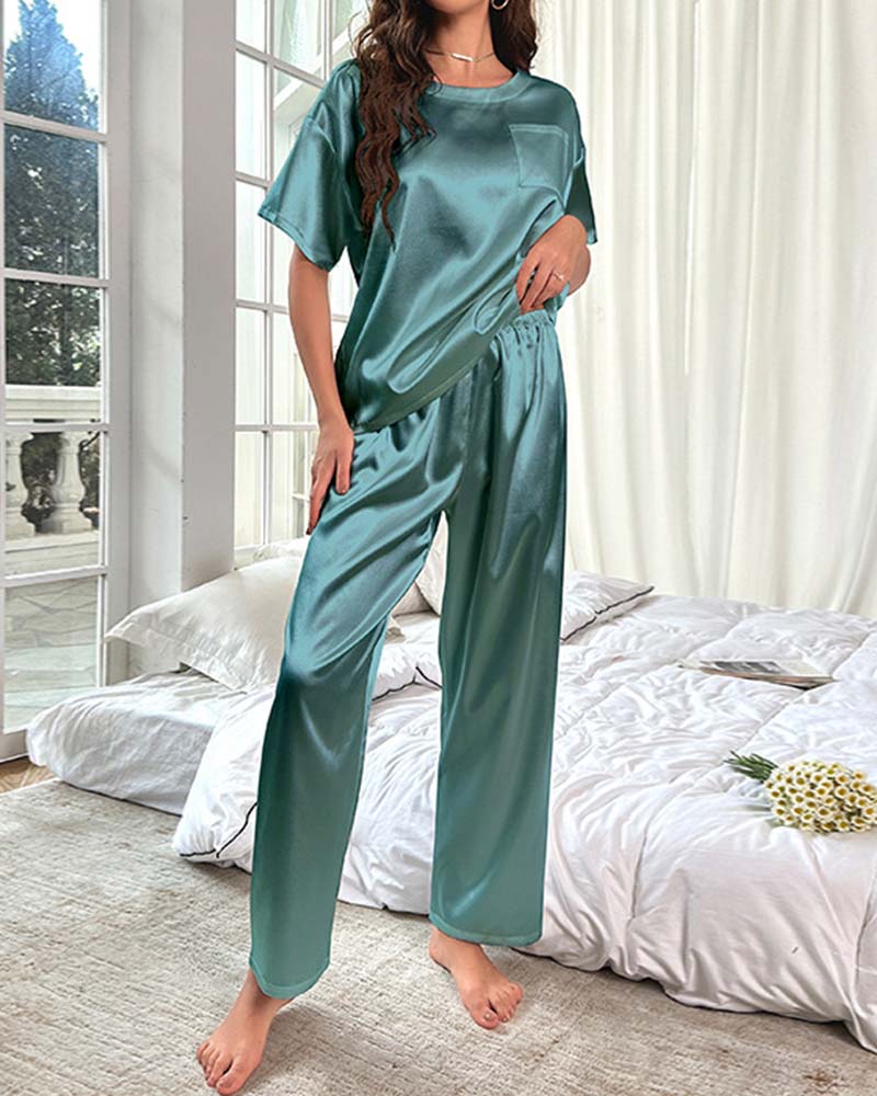 Satin Short Sleeved Trousers Loungewear
