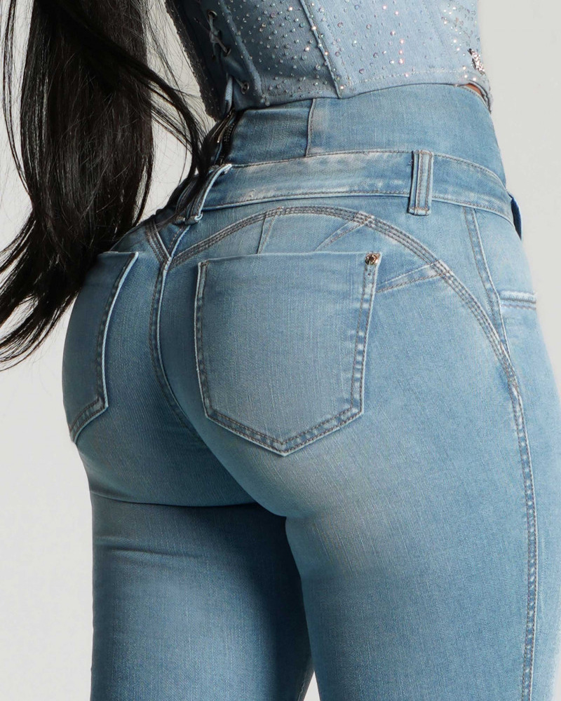 High-Waisted, Back-Zip Skinny Jeans