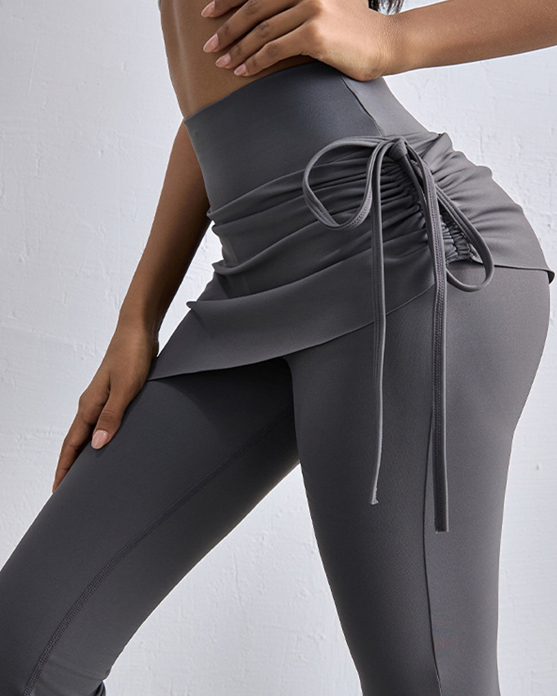 Fake Two-Piece Flared Side Drawstring Yoga Pants