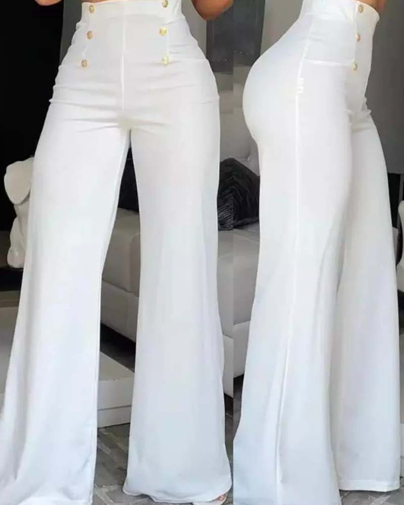 Stylish Slim Personality Double Breasted Flared Pants