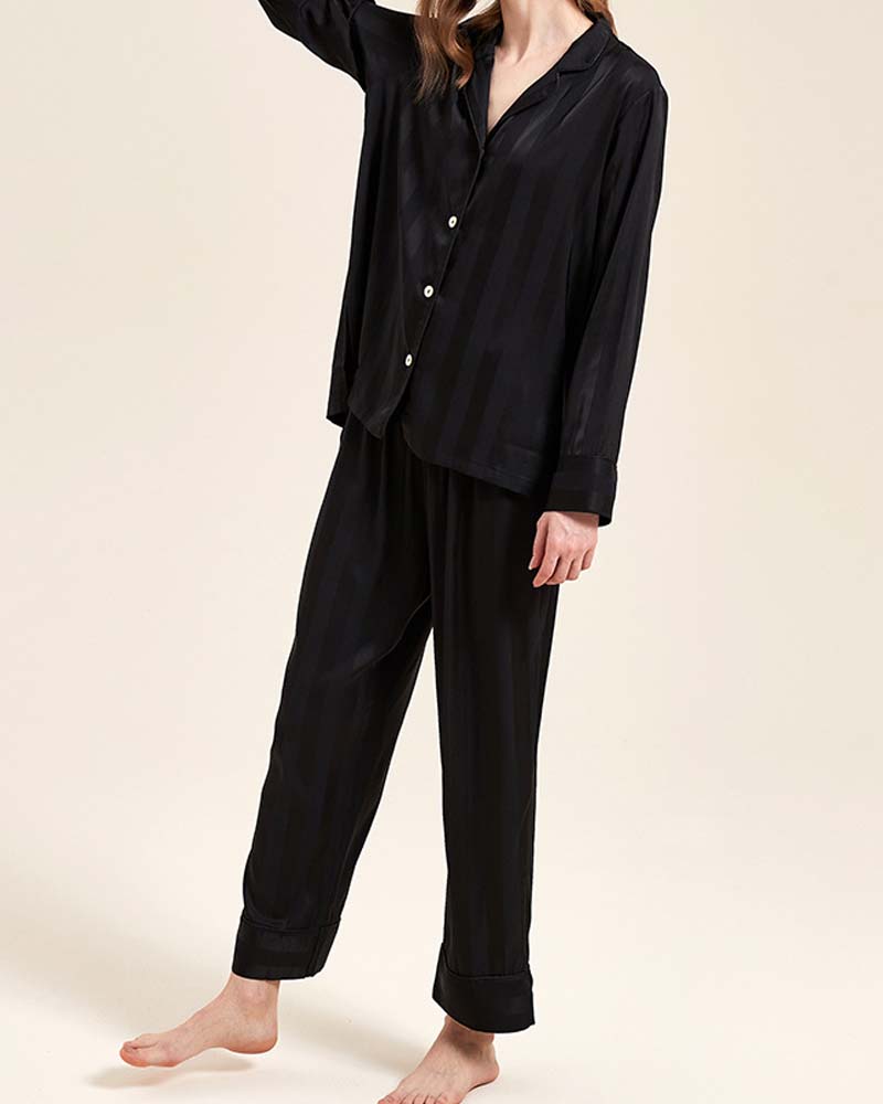 Fine Double Sided Jacquard Striped Silk Loungewear