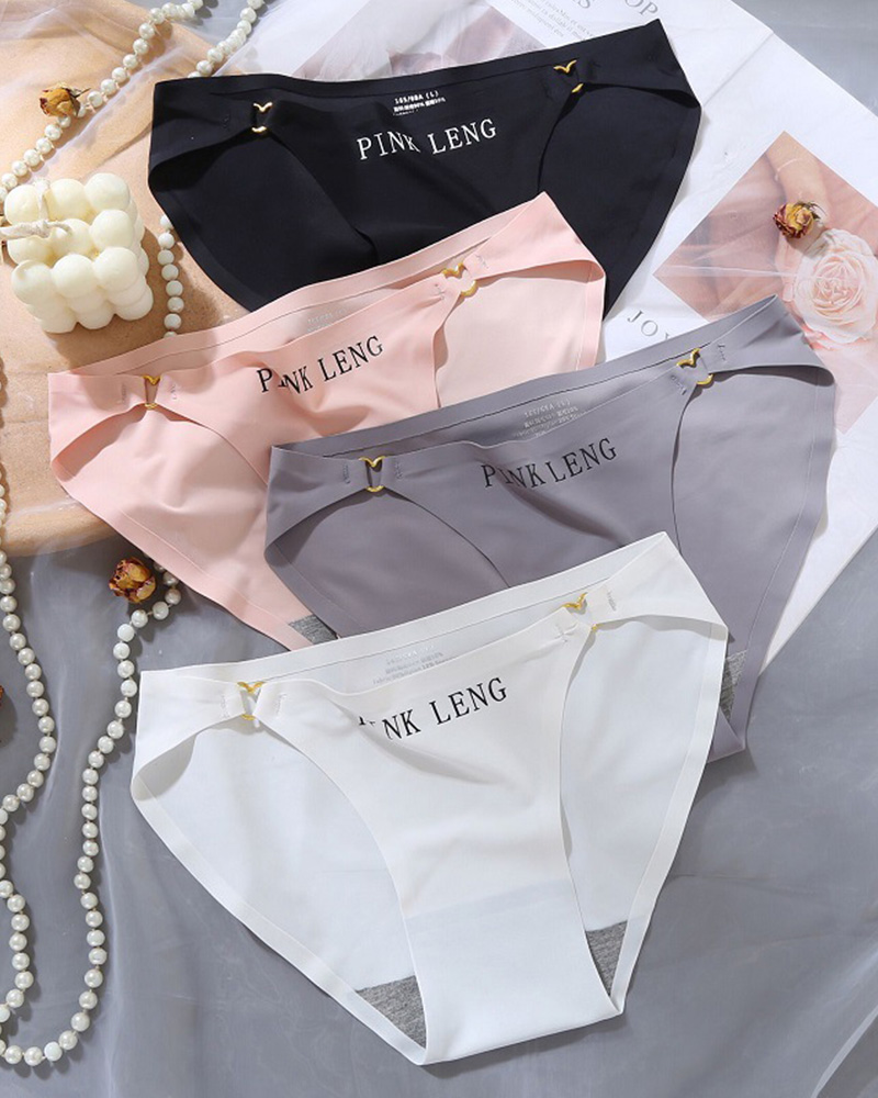 Sexy Hollow Ring Buckle Heart Seamless Ice Silk Underwear