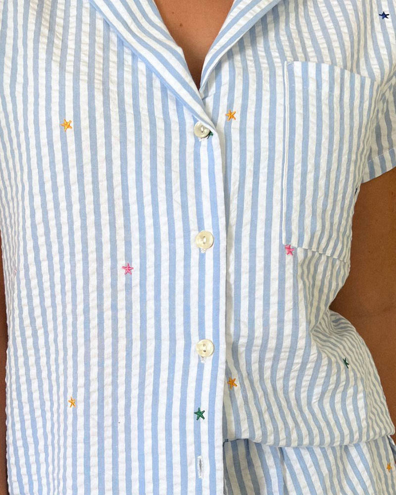 Love Striped Short Pajama Set