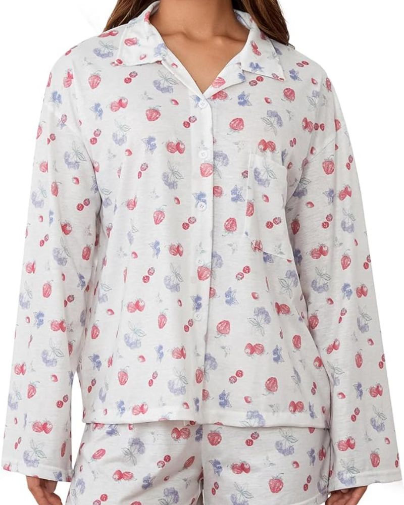 Printed Long Sleeves Button Shirt Shorts Set